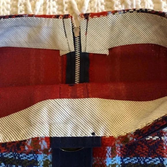 𝅺Vintage Handmade MCM Red/blue tweed trendy mini skirt size‎ XXS - Picture 5 of 10